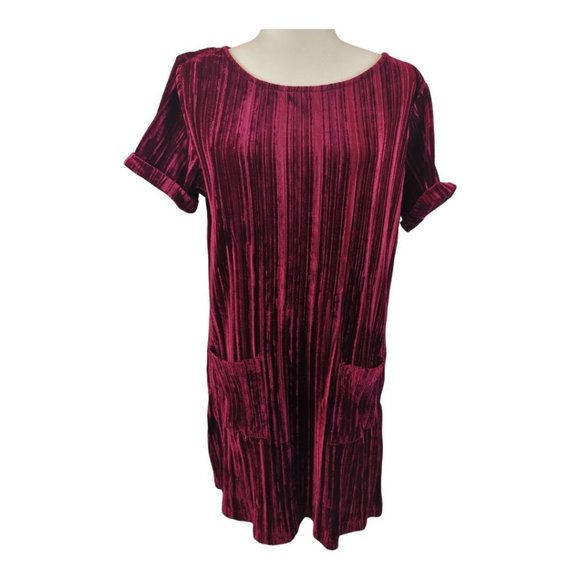 Hannah Burgundy Velvet Tunic Size Large‎ - Picture 1 of 8
